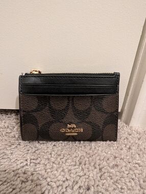 Coach Signature Brown and Black Card Case